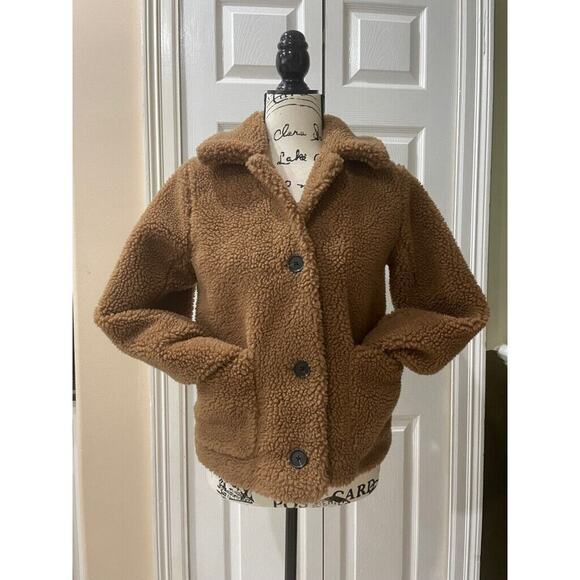 ABERCOMBIE & FITCH JACKET TEDDY BEAR TAN SZ XS COZZY TRENDY VERSATILE AESTHETIC - Picture 10 of 13